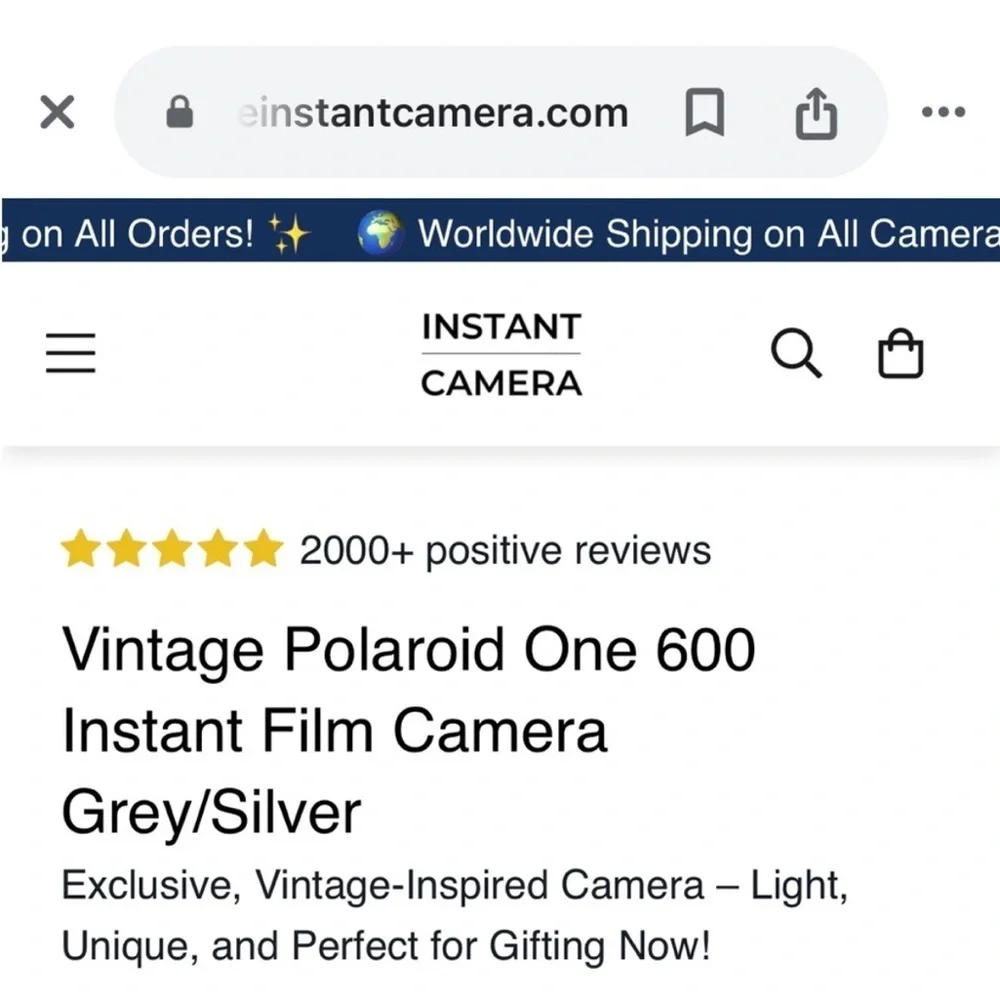 Polaroid One Instant Camera - Black and Silver